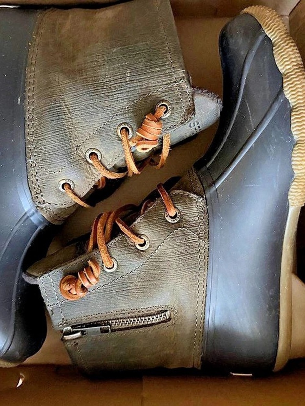 Sperry Saltwater Duck Boot Rain Boots Brown & Black US 6 M